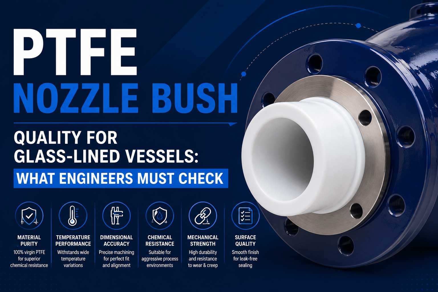 PTFE Nozzle Bush Quality for Glass-Lined Vessels