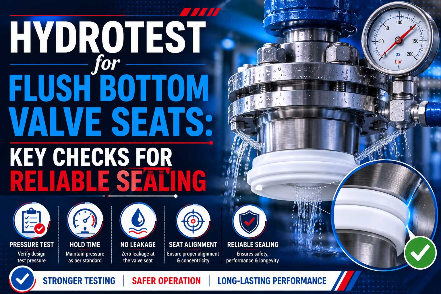Hydrotest for Flush Bottom Valve Seats